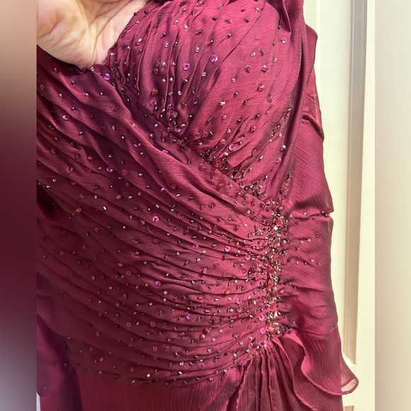 Ignite Evenings by Carol Lin, Maroon Sequin Ball Gown - Picture 3 of 5